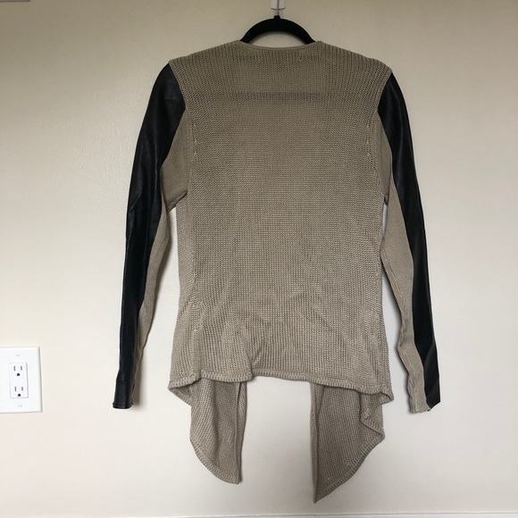 7 For All Mankind Leather-Sleeved Cardigan - S - Picture 3 of 6